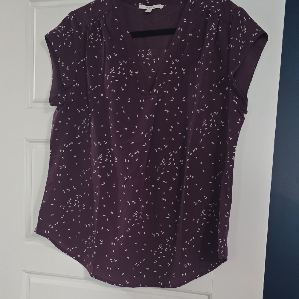 Fun 2 Fun Purple Blouse with White Patterns